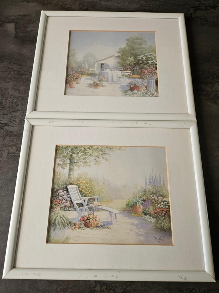 Set van 2 ingelijste tuin aquarellen - Peter Mois, Ophalen of Verzenden