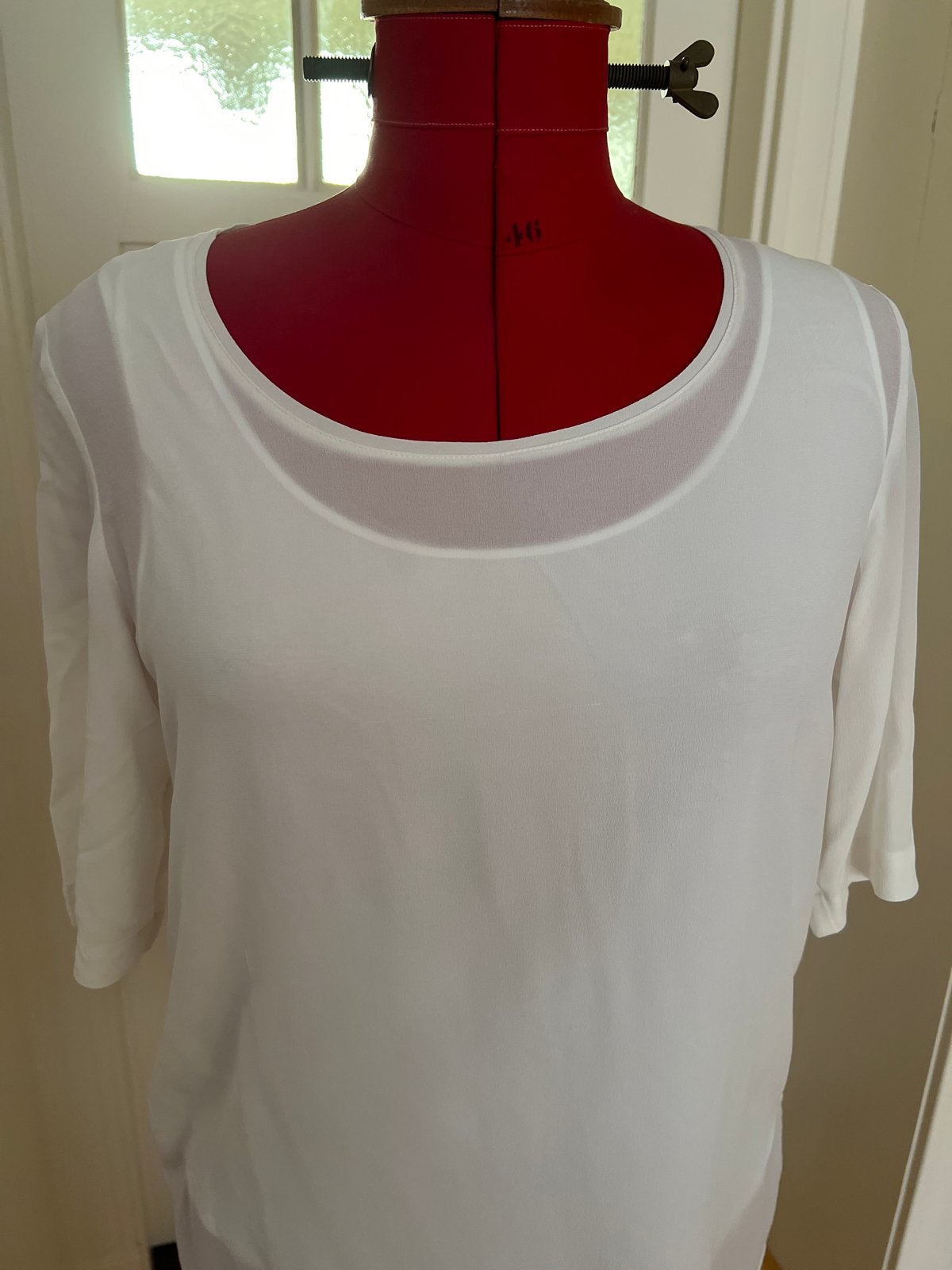 Marina Rinaldi zijden blouse maat 40/42, Kleding | Dames, Ophalen of Verzenden, Zo goed als nieuw, Maat 38/40 (M), Wit