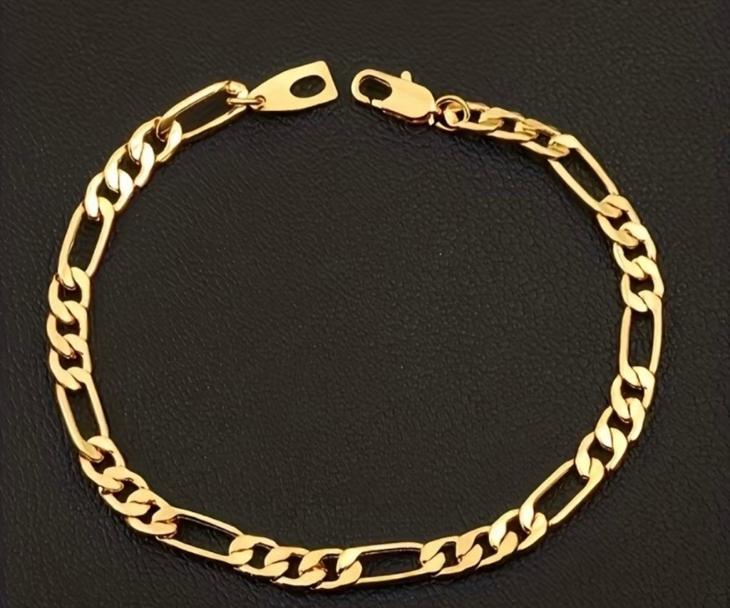 Armband Figaro schakel Goud verguld 21 CM -NIEUW-, Ophalen of Verzenden, Nieuw, Goud, Overige materialen
