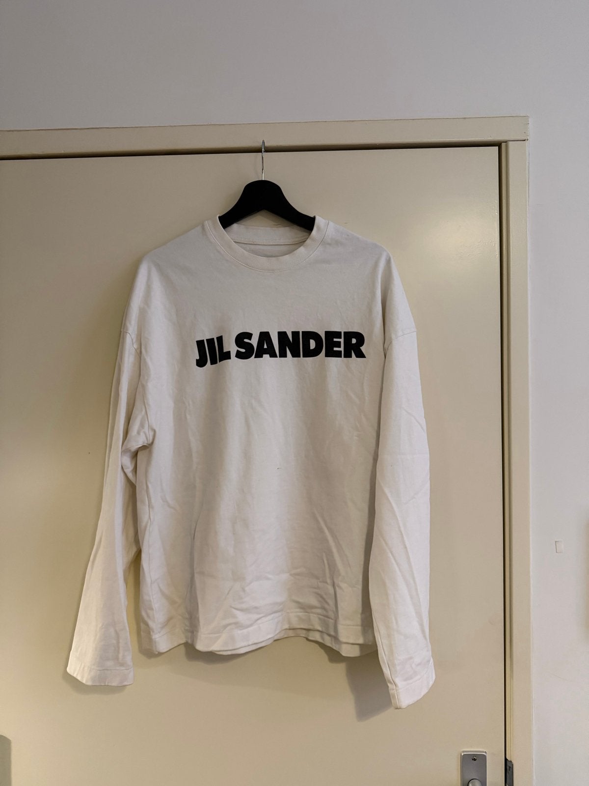 Jil Sander Longsleeve Wit - Logo - Maat L, Ophalen of Verzenden, Zo goed als nieuw