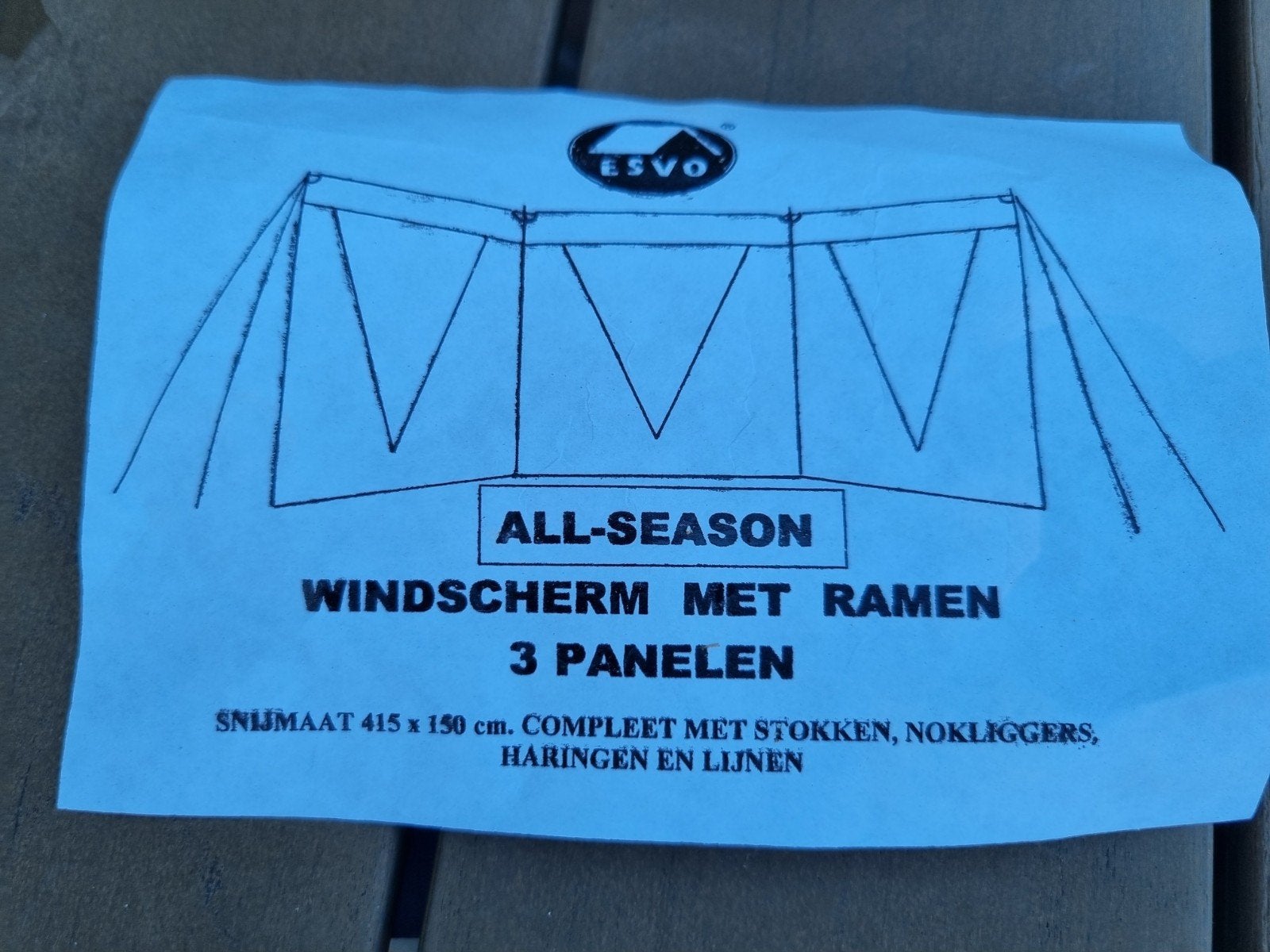 ESVO All-Season lichtgrijs windscherm met 3 panelen en ramen, Caravans en Kamperen, Ophalen of Verzenden, Zo goed als nieuw