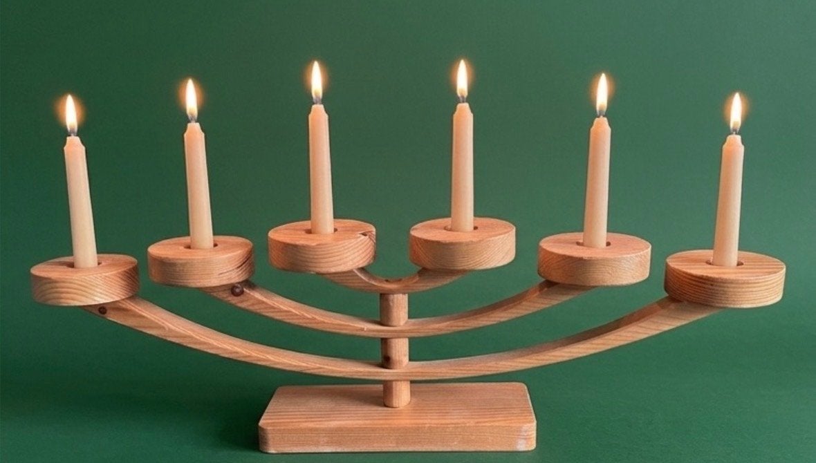 Vintage Scandinavisch Deens? Houten Kandelaar, verstelbaar, Ophalen of Verzenden, Overige materialen