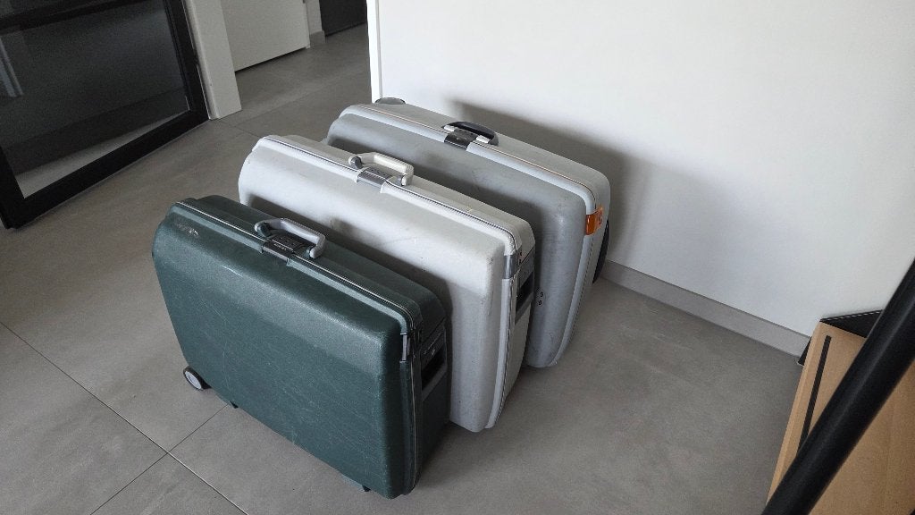 3 Samsonite koffers, Gebruikt, Hard kunststof, 45 tot 55 cm, 70 cm of meer