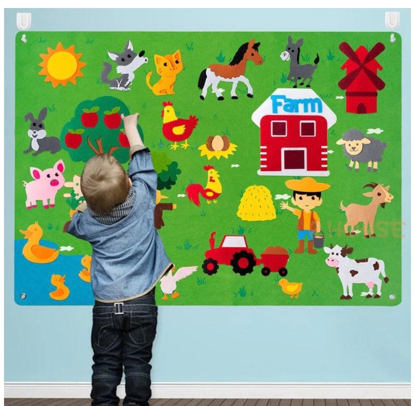Viltbord boerderij speelbord 75/102 cm peuters/kleuters, Ophalen, Gebruikt