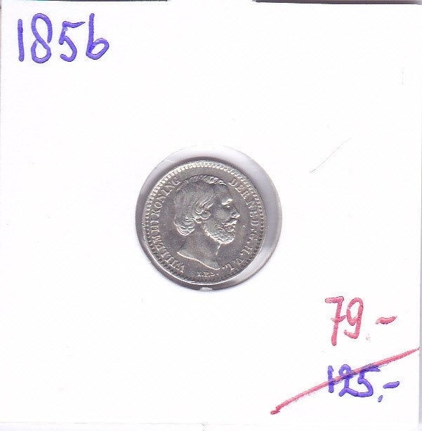 Schaarse 10 cent 1856 Willem 3 van 125 euro voor 79 euro, Koning Willem III, Zilver, Ophalen of Verzenden, 10 cent