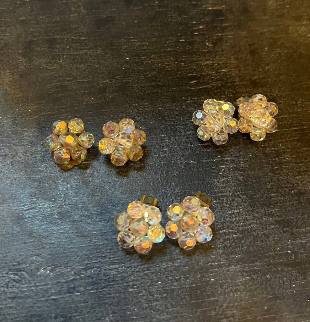 Vintage aurora borealis kristallen Costume jewelry oorclips, Sieraden, Tassen en Uiterlijk, Ophalen of Verzenden, Overige materialen