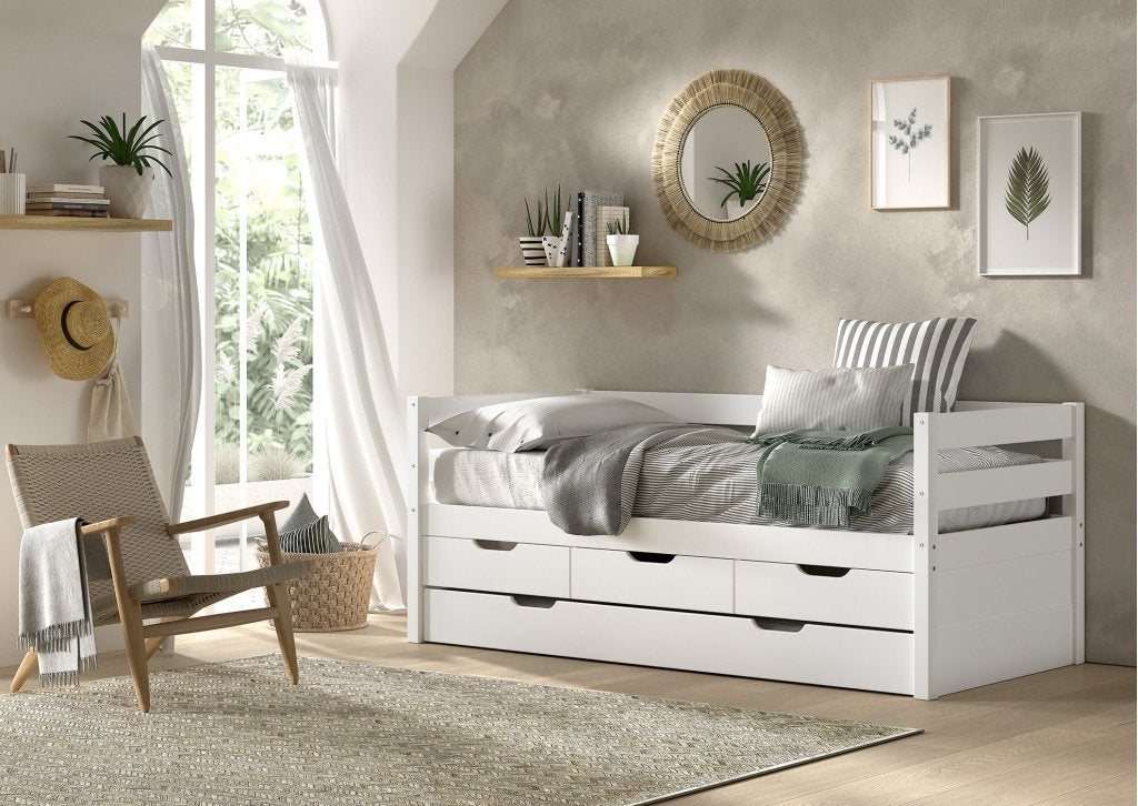 Margrit kajuitbed met lades - 90x200 - Wit, Niet ingevuld, Niet ingevuld, Niet ingevuld