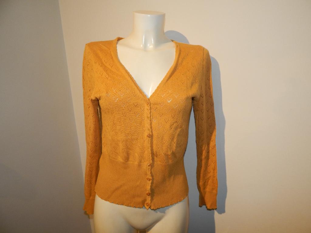King Louie geel vestje gebreid hartjes motief hart knopen L, Kleding | Dames, Truien en Vesten, Verzenden, Geel, Maat 42/44 (L)