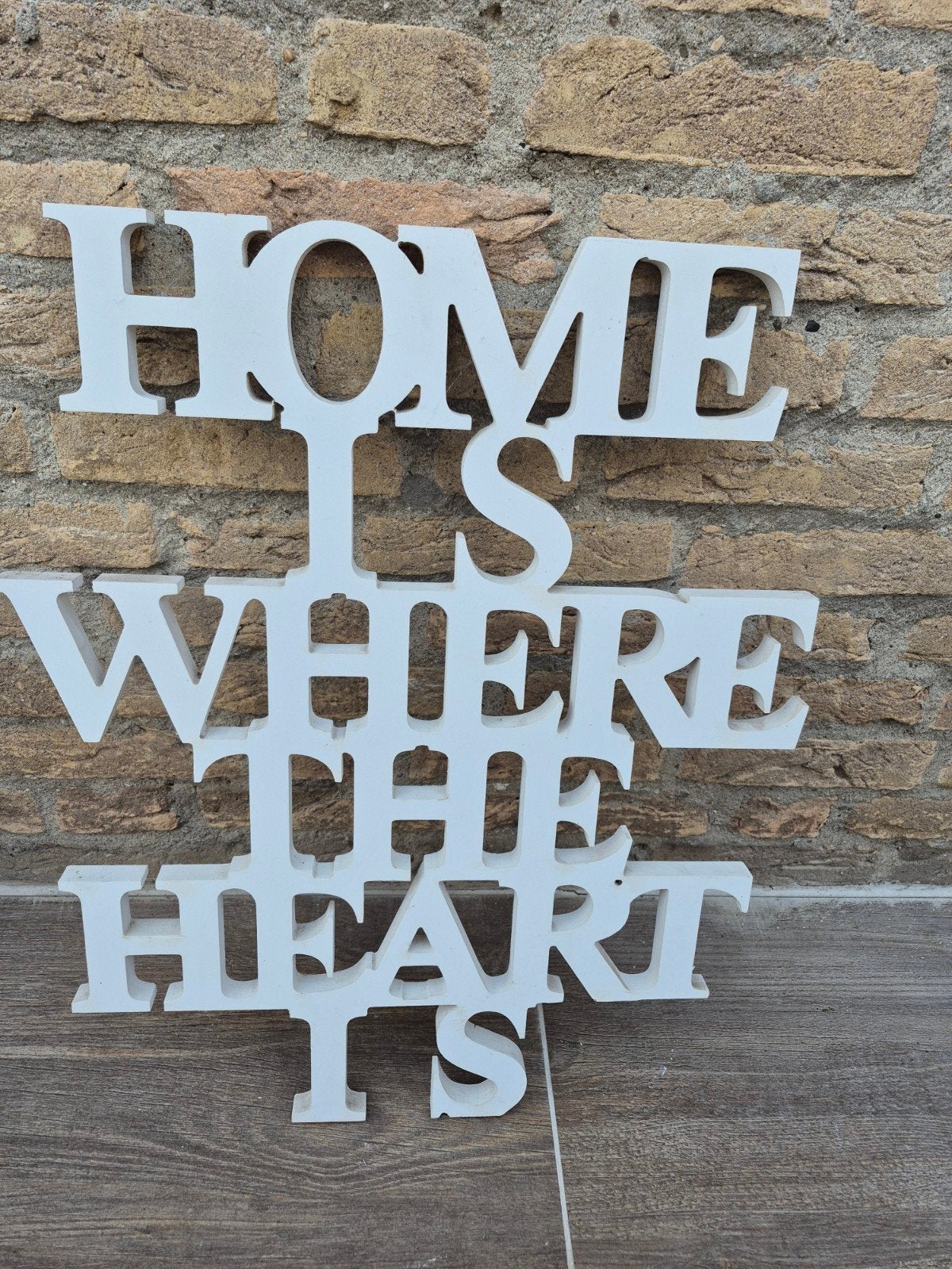 Wanddecoratie 'Home is where the heart is', Huis en Inrichting, Ophalen, Hout, Decoratieobject, Zo goed als nieuw
