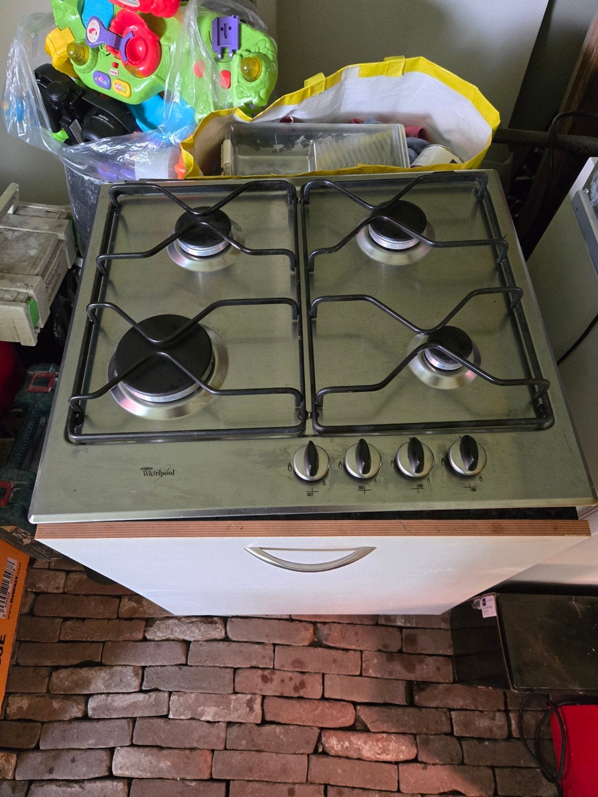 Whirlpool 4 pits Gas Kookplaat, Ophalen, 4 kookzones, Zo goed als nieuw, Inbouw