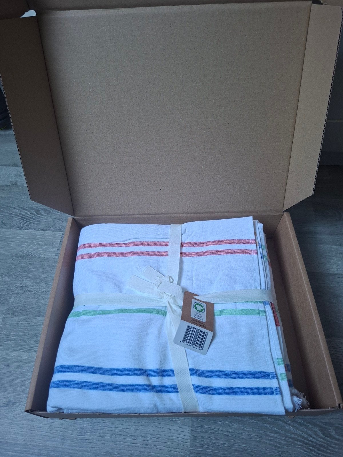 Nieuwe hamamdoekenset - wit met gekleurde strepen, Ophalen of Verzenden, Nieuw, Meerkleurig
