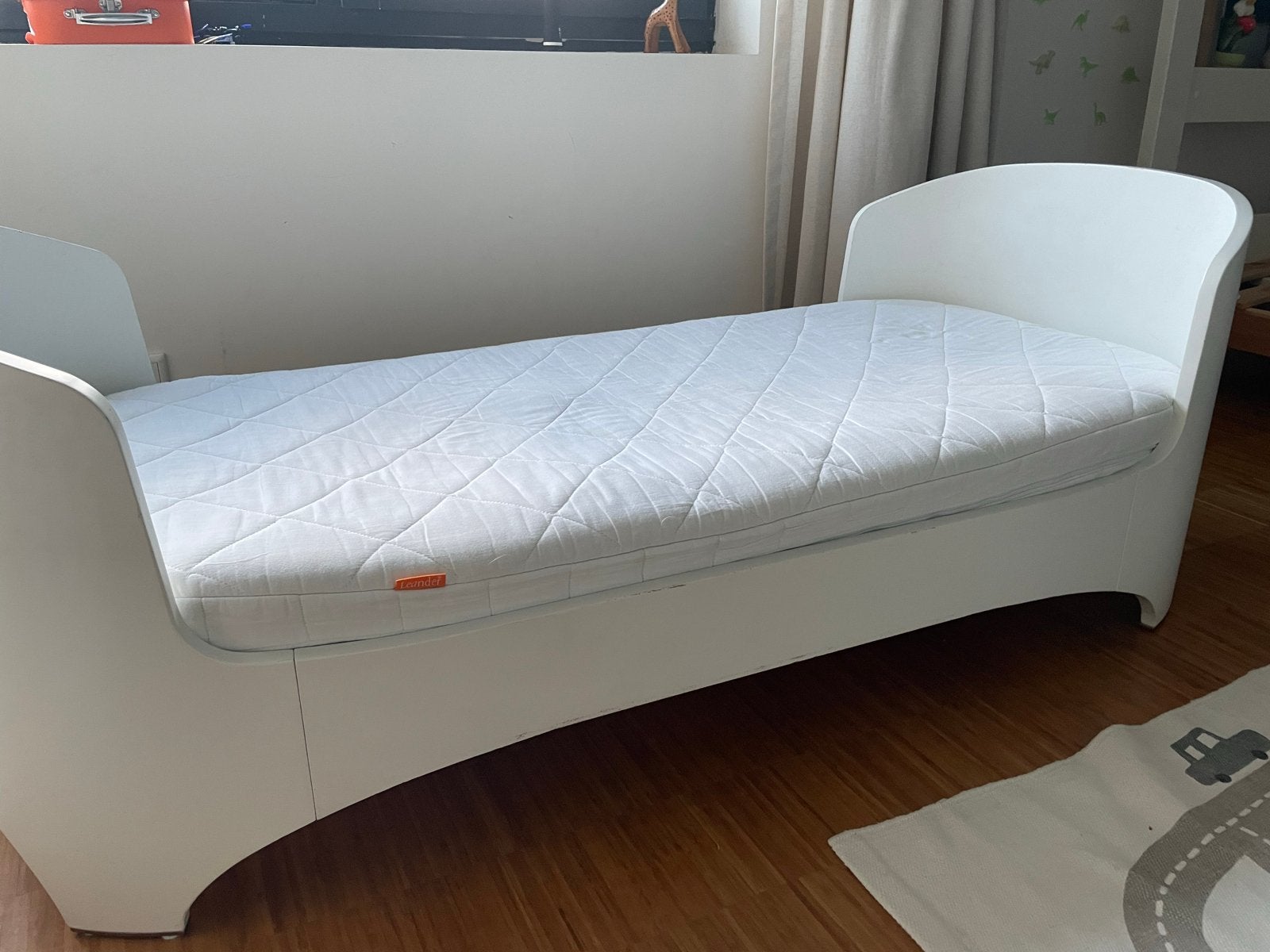 Leander Juniorbed Wit met Matras, Huis en Inrichting, Gebruikt, Eenpersoons, Wit, Ophalen of Verzenden