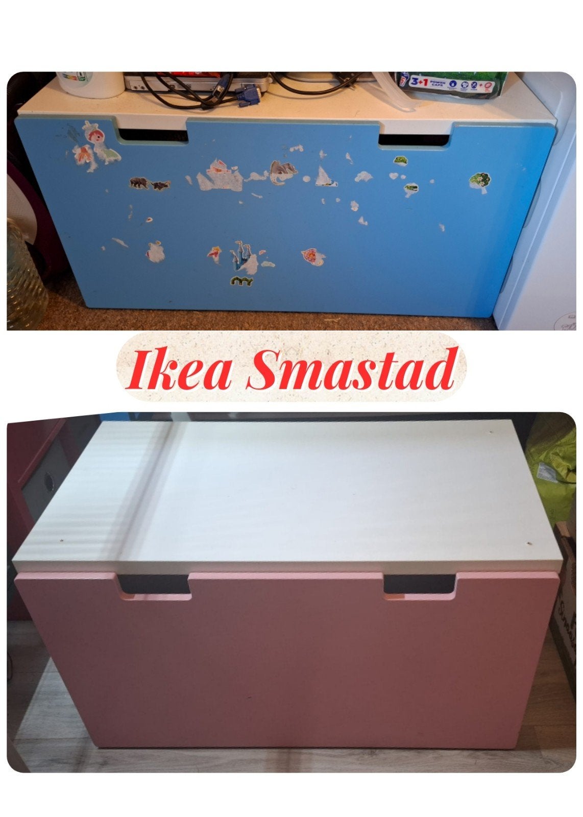 IKEA SMASTAD rolkist met bankje roze en blauw opbergkist, Huis en Inrichting, Ophalen, Gebruikt, Minder dan 50 cm, 75 tot 100 cm