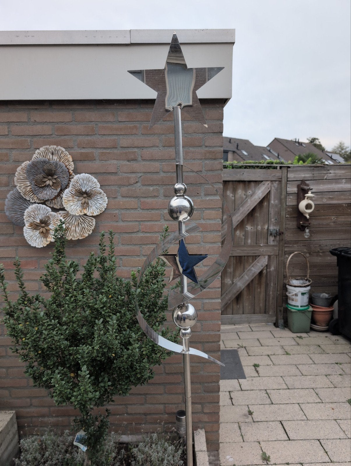 Tuindecoratie RVS Sterren en Maan - 2 meter, Ophalen of Verzenden, Zo goed als nieuw, Metaal, Overige typen