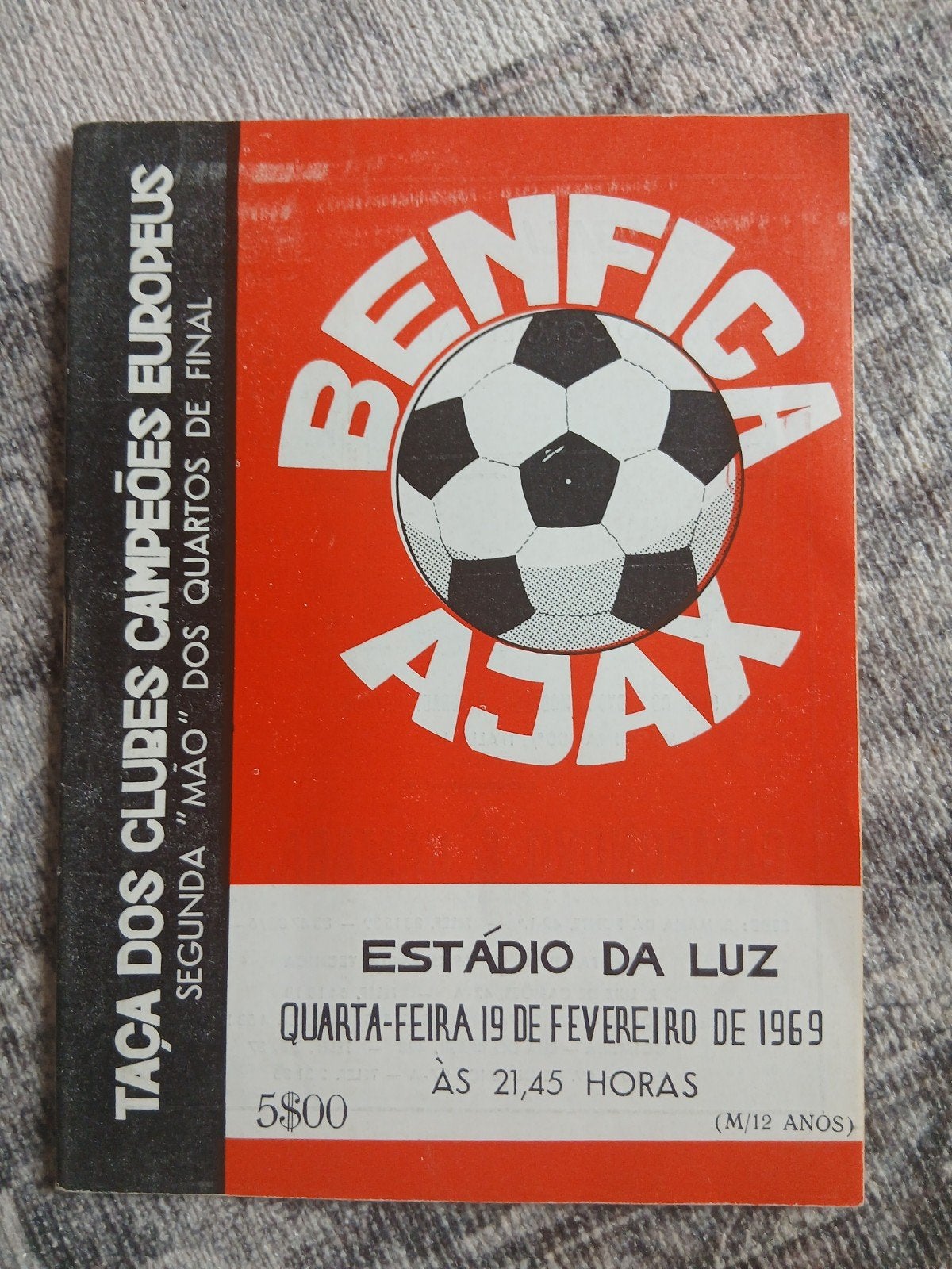 Programma Benfica-AJAX # 1969, Verzamelen, Ophalen of Verzenden, Zo goed als nieuw, Ajax, Boek of Tijdschrift