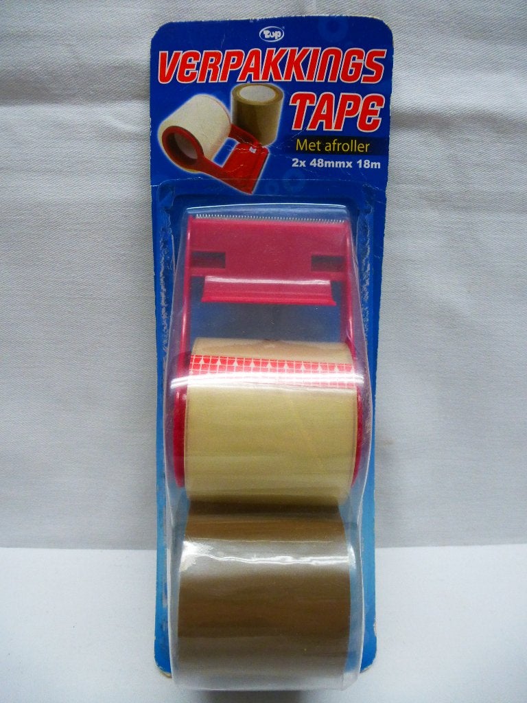 Set verpakkingstape met een handmatige rode afroller, Ophalen of Verzenden, Nieuw