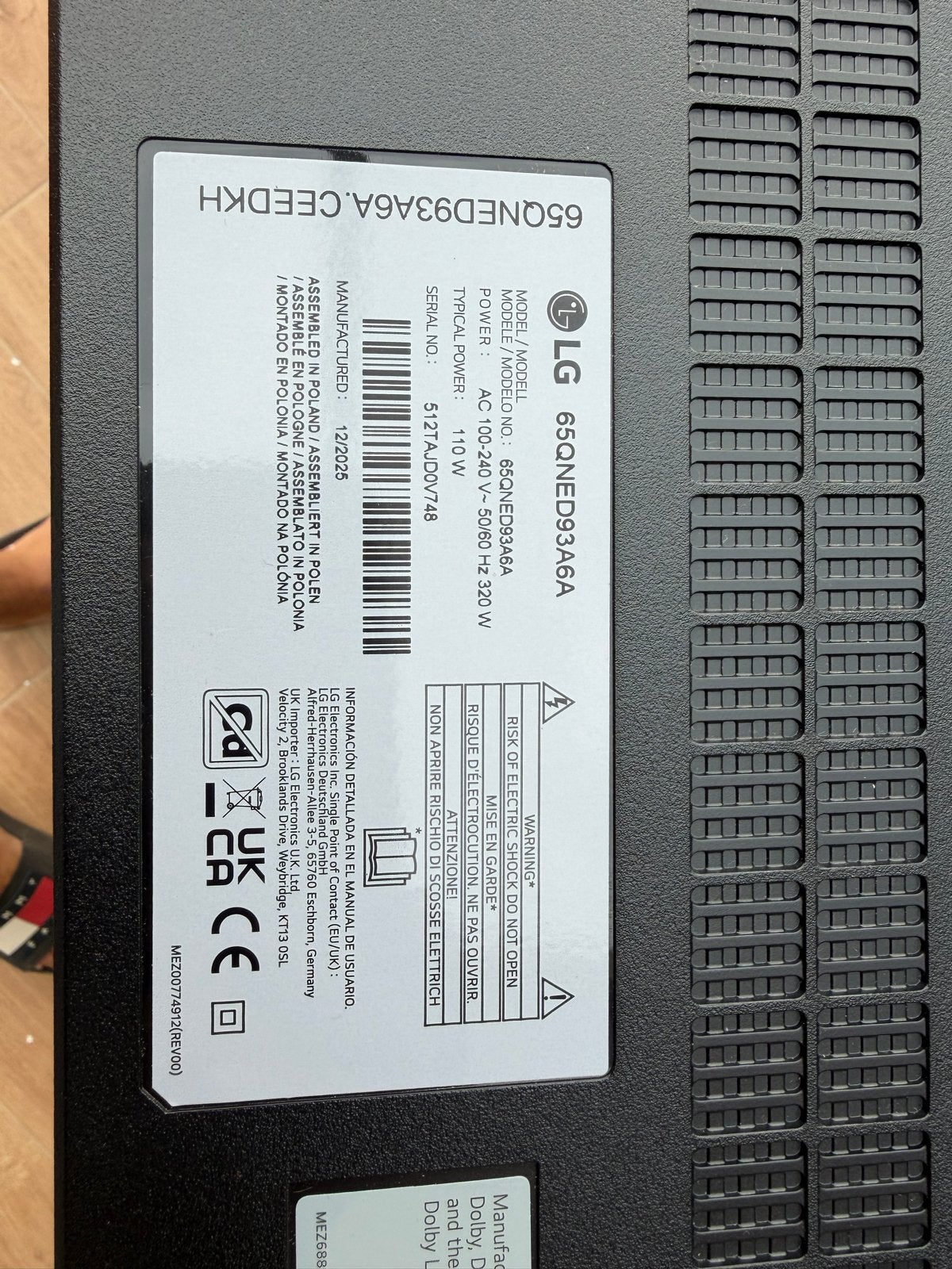 Defecte LG 65QNED TV - Voor onderdelen of reparatie, Ophalen, Niet werkend