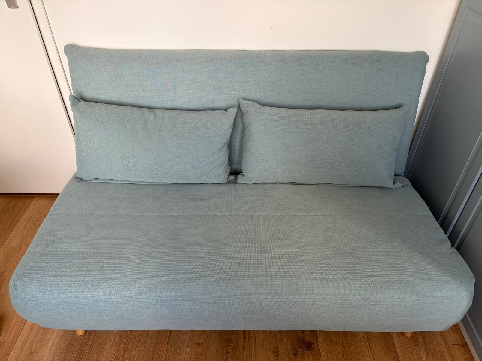 Slaapbank Maisons du Monde blauw groen aqua scandi, Huis en Inrichting, Ophalen, Blauw, Tweepersoons, 140 cm