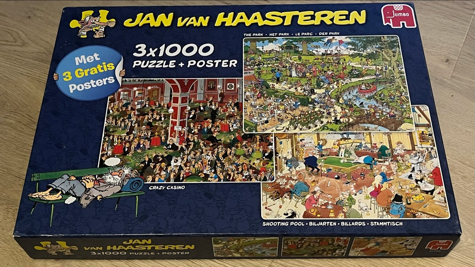 Jan van Haasteren 3x1000 stukjes puzzel + 3 posters, Ophalen, Meer dan 1500 stukjes, Zo goed als nieuw, Legpuzzel