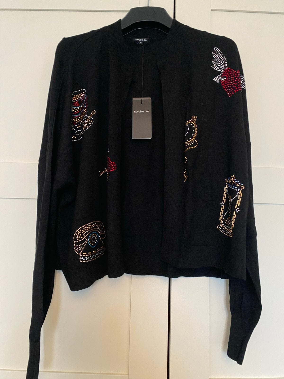 Caroline Biss Zwart Vest met Strass Applicaties Maat 38, Verzenden, Nieuw, Maat 38/40 (M), Zwart