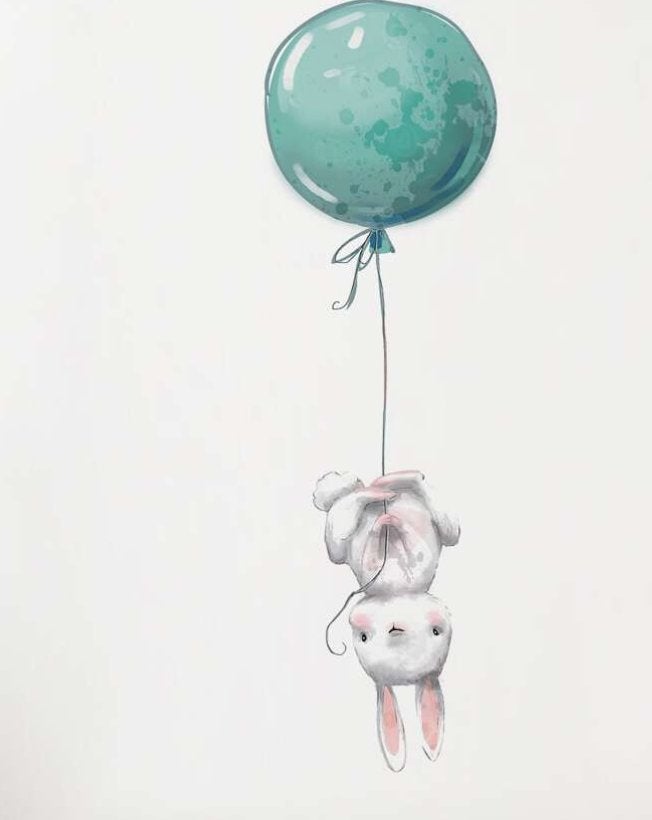 Muursticker konijn aan ballon, Ophalen of Verzenden, Nieuw