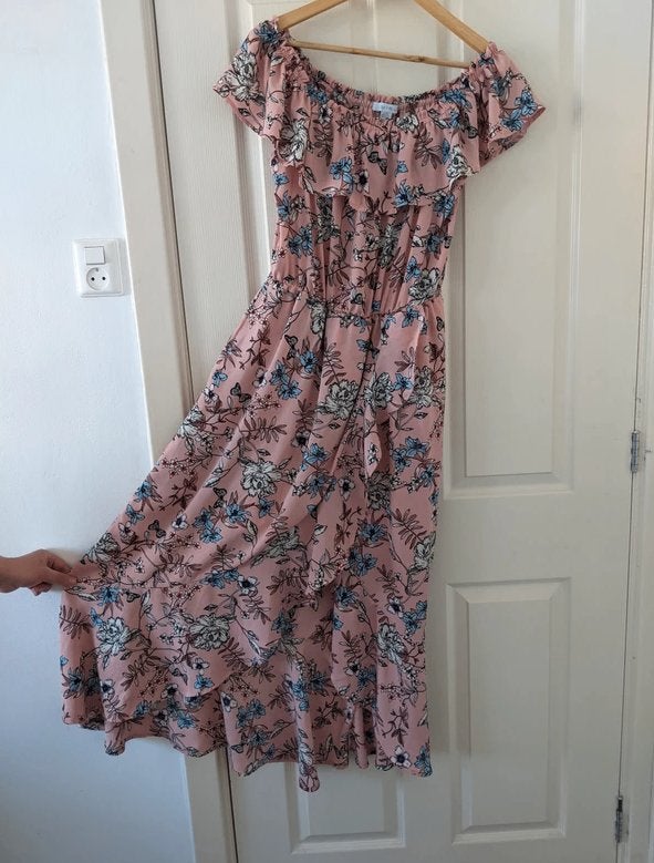 Offshoulder jurk, Maat 38/40 (M), Verzenden, Zo goed als nieuw, Roze