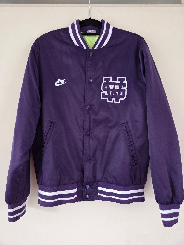 Vintage Nike NSW Varsity bomber jack, Maat 38/40 (M), Paars, Nike, Ophalen of Verzenden
