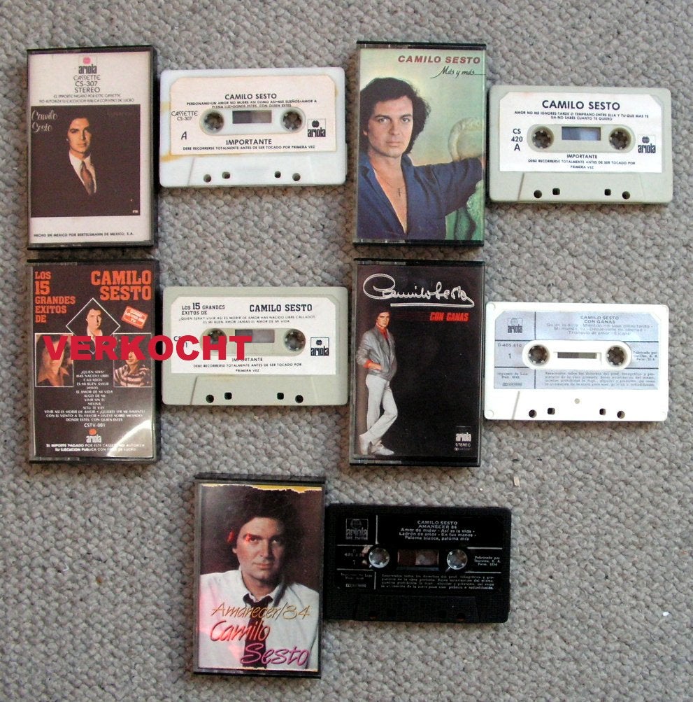 Camilo Sesto 4 verschillende cassettes €2,50 p/s 4 voor €8, Cd's en Dvd's, Latin en Salsa, 2 t/m 25 bandjes, Ophalen of Verzenden