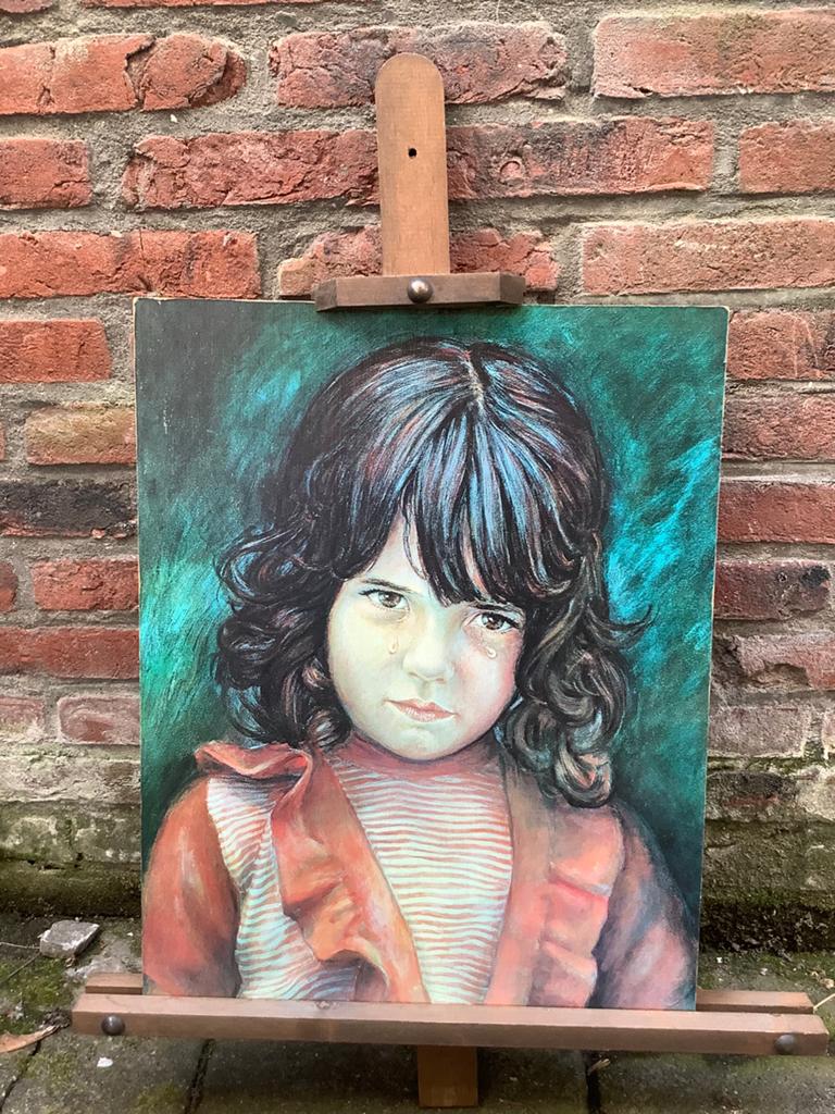 Vintage prent huilend meisje zigeunermeisje jaren 70, Ophalen of Verzenden, Huis en Inrichting