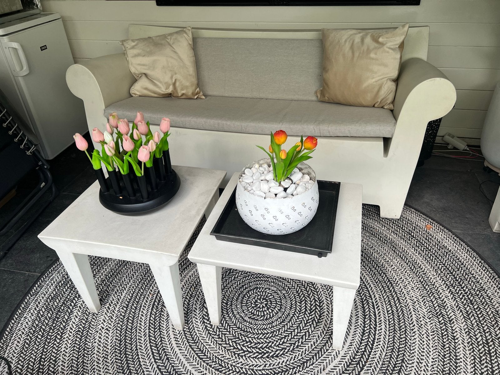 Comfortabele bank en twee fauteuils met kussens Bubble club, Ophalen, Gebruikt, 75 tot 100 cm, Rechte bank