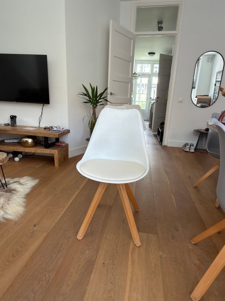 Eettafel stoelen, Huis en Inrichting, Stoelen, Ophalen, Kunststof, Gebruikt, Wit