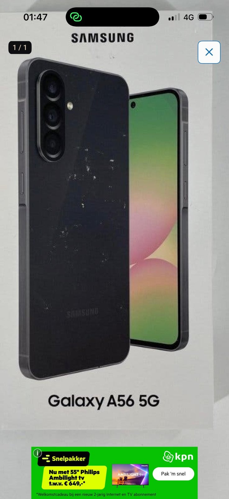 samsung a56 nieuw in doos, Ophalen, Zwart, Zo goed als nieuw, 128 GB