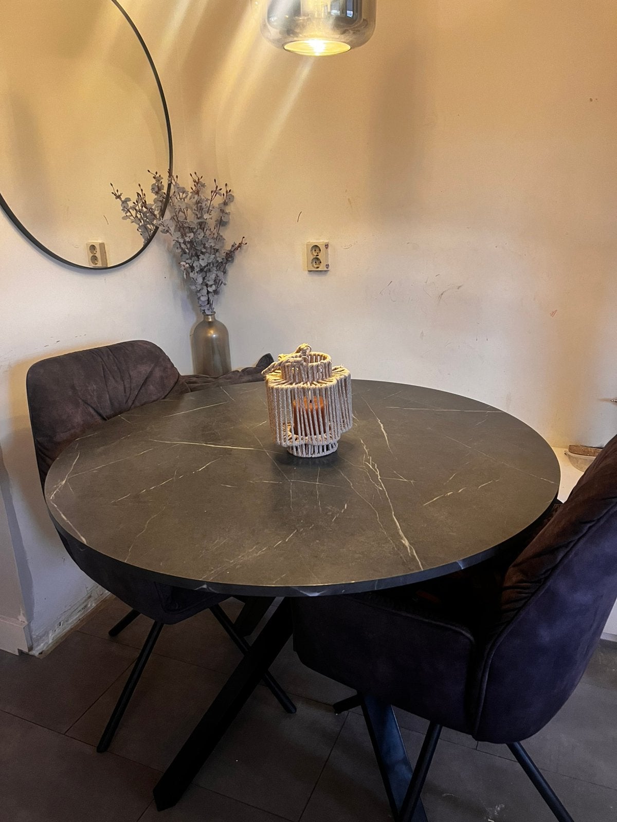 Eettafel marmerlook zsm ophalen!, Ophalen, Rond, Zo goed als nieuw, 100 tot 150 cm
