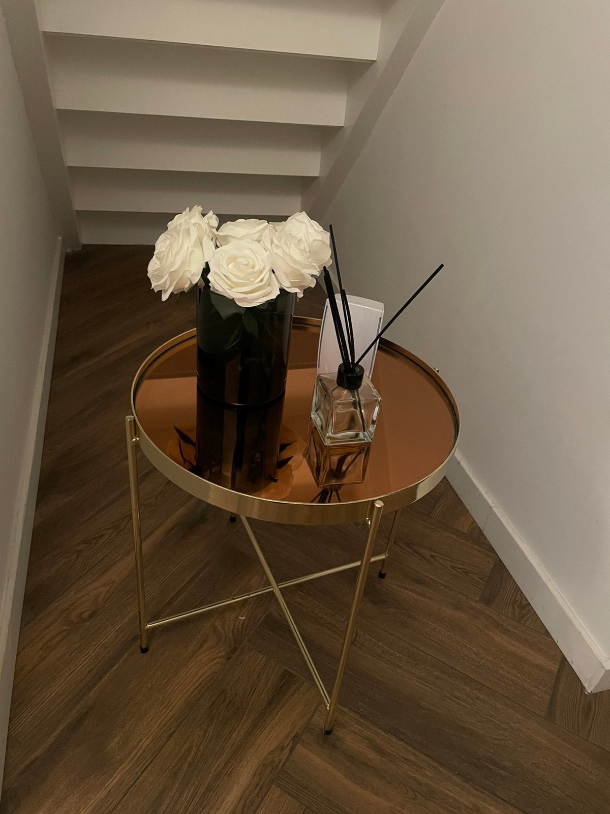 Ronde Salontafel / Bijzettafel Nido | Glas & Messinglook, Ophalen, Gebruikt