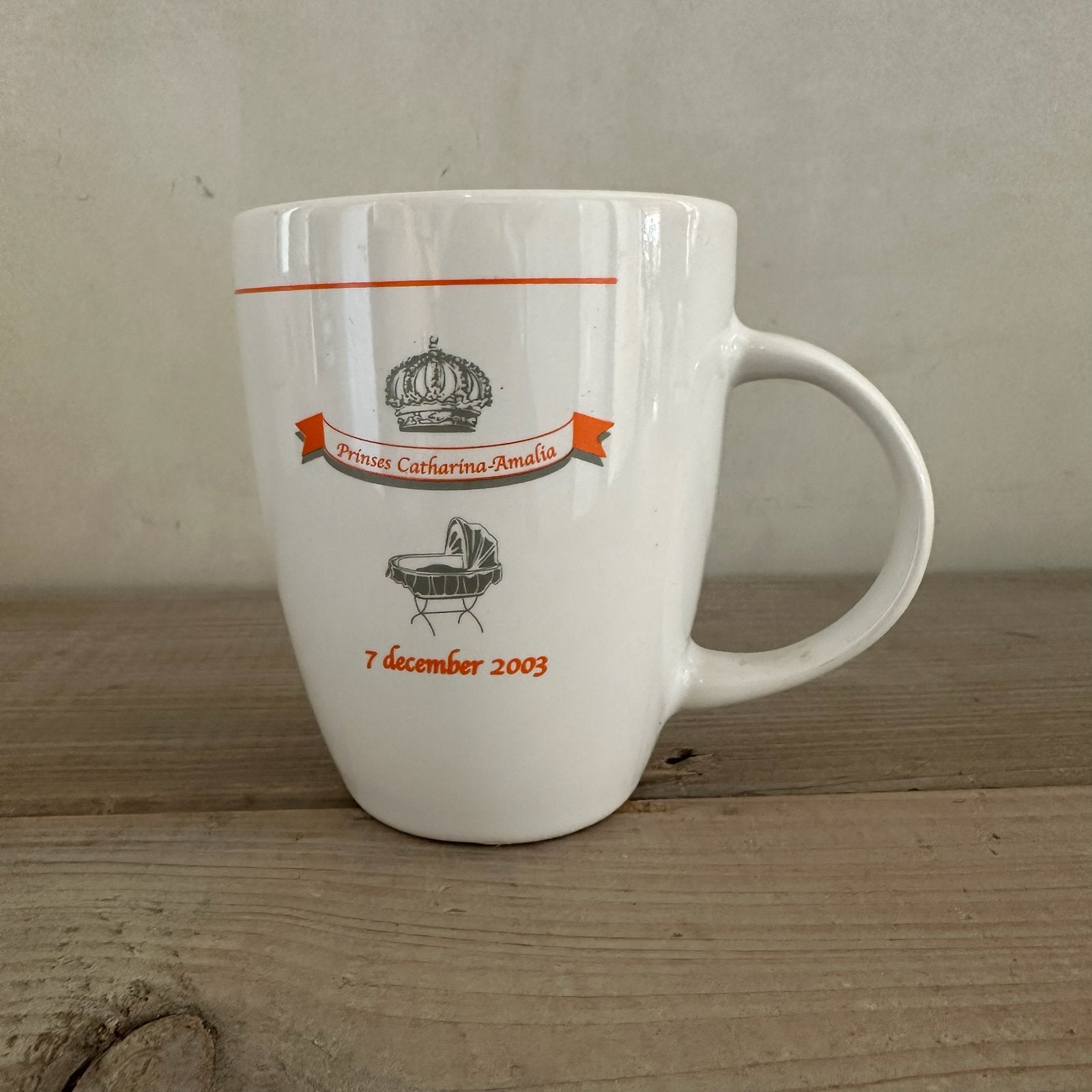 Geboortemok, beker, geboorte prinses Catharina Amalia, Ophalen of Verzenden, Zo goed als nieuw, Servies