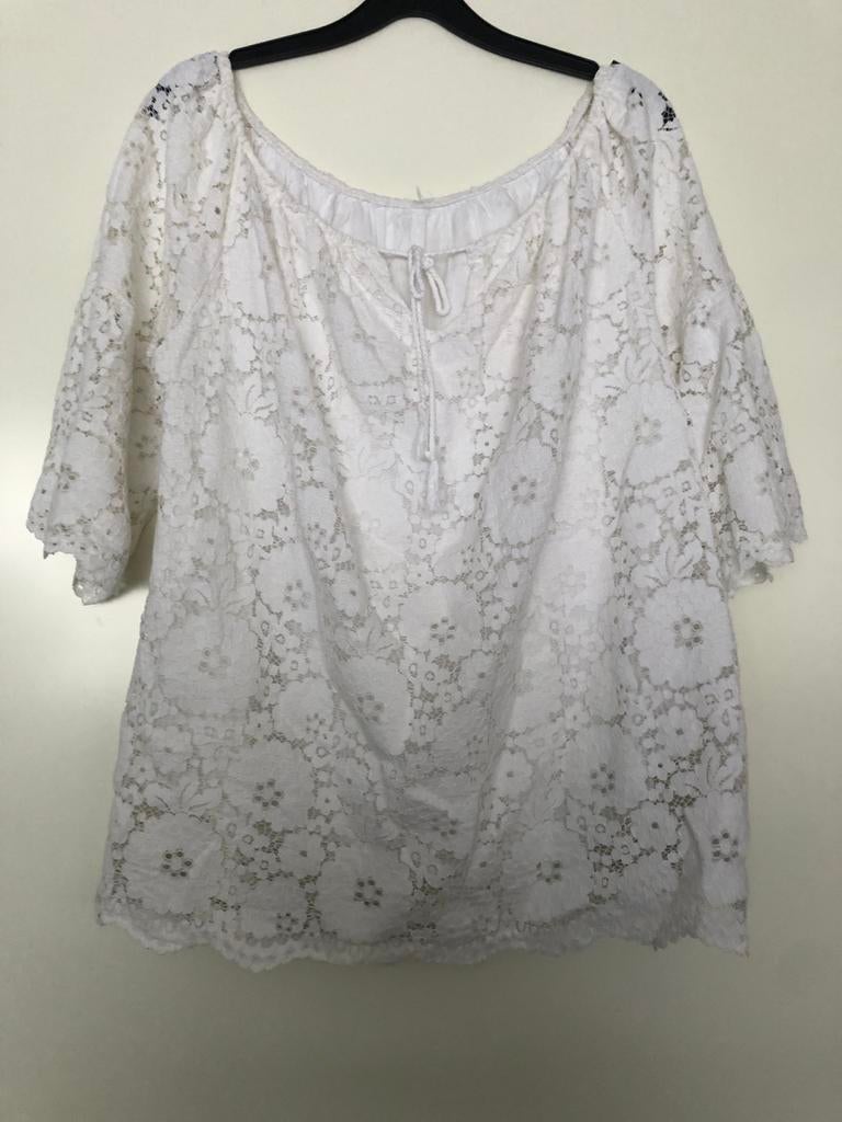 Witte Kanten Blouse Tuniek, Ophalen of Verzenden, Gedragen, Maat 46/48 (XL) of groter, Wit