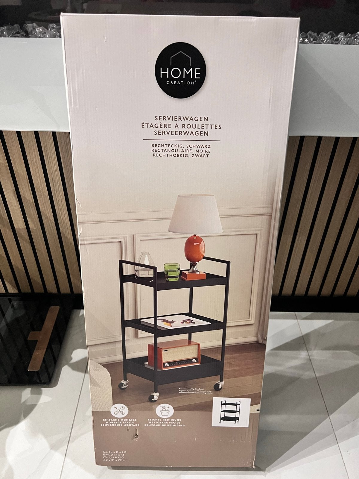 Home Creation Serveerwagen - Zwart, Rechthoekig, Huis en Inrichting, Ophalen of Verzenden, Nieuw