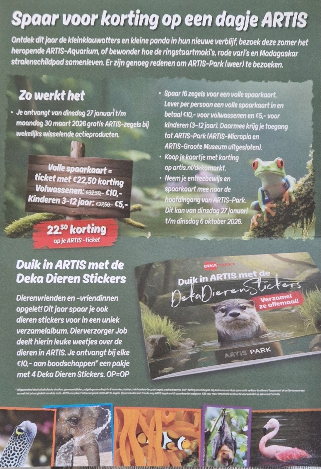 Artis spaarkaart €22,50 korting, Dekamarkt, Ophalen