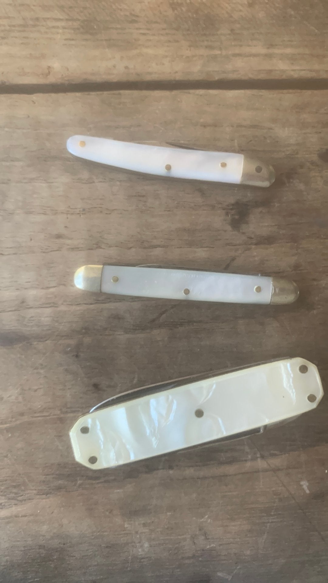 Kleine oude mesjes met parelmoer te koop, Ophalen of Verzenden, Gebruikt
