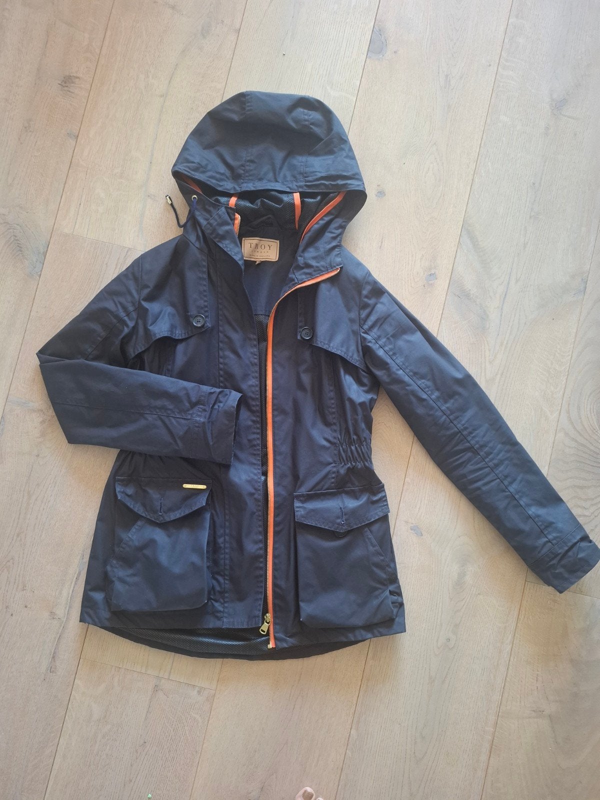 Troy London pop wax parka maat 8/36, Kleding | Dames, Blauw, Ophalen of Verzenden, Zo goed als nieuw, Maat 36 (S)