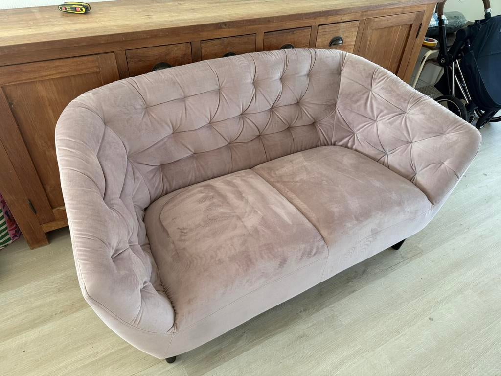 Velvet Bankje Roze, Huis en Inrichting, Ophalen, Tweepersoons, 75 tot 100 cm, Zo goed als nieuw