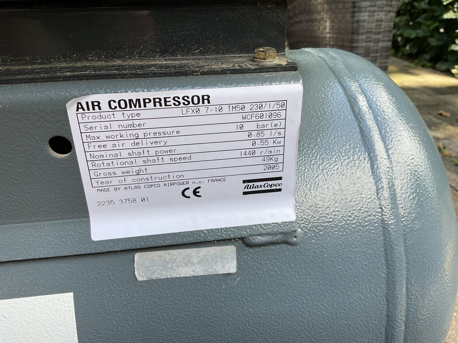 Atlas Copco LFXQ 7-10 TM50 230/1/50 Luchtcompressor, Ophalen, Gebruikt, 10 bar of meer, Minder dan 200 liter/min