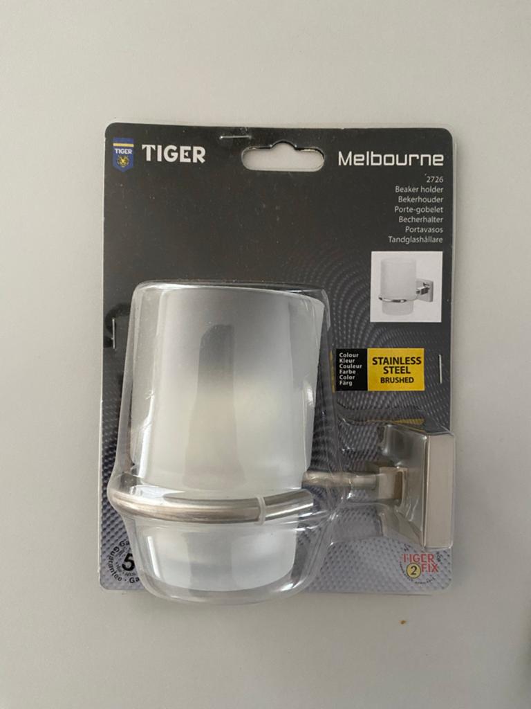 Bekerhouder Tiger Melbourne RVS Geborsteld Nieuw, Huis en Inrichting, Badkamer | Badtextiel en Accessoires, Nieuw, Overige typen