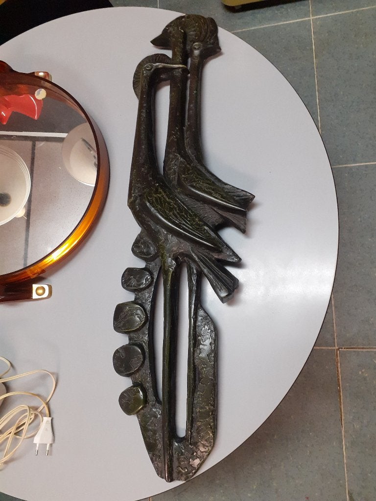 jaren 70 design wanddecoratie kraanvogels retro 1970s, Wandsculptuur, Gebruikt, ?, Kunststof