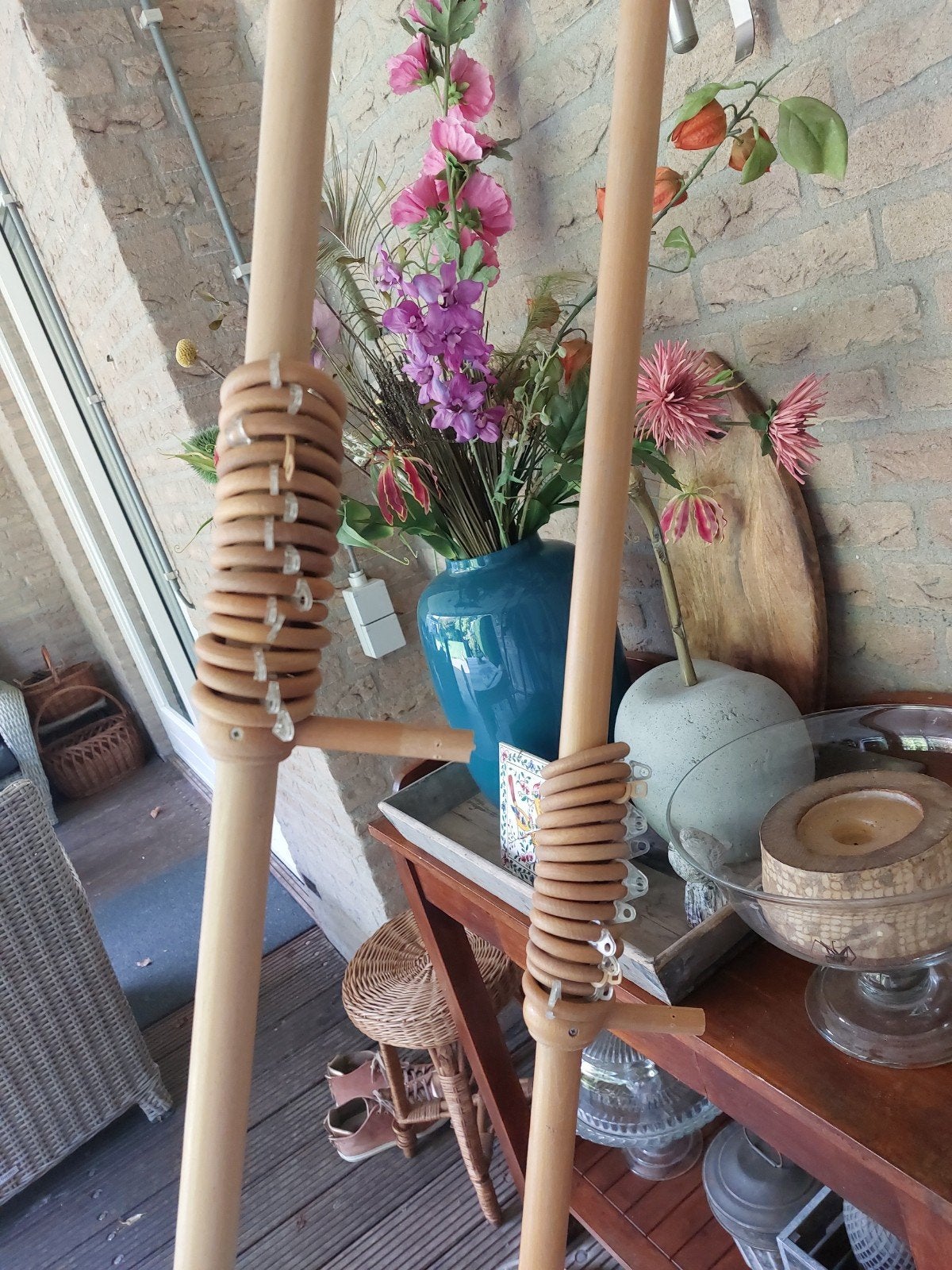 Houten gordijnroedes met ringen en haken, Ophalen, Gebruikt, Hout, Met haken