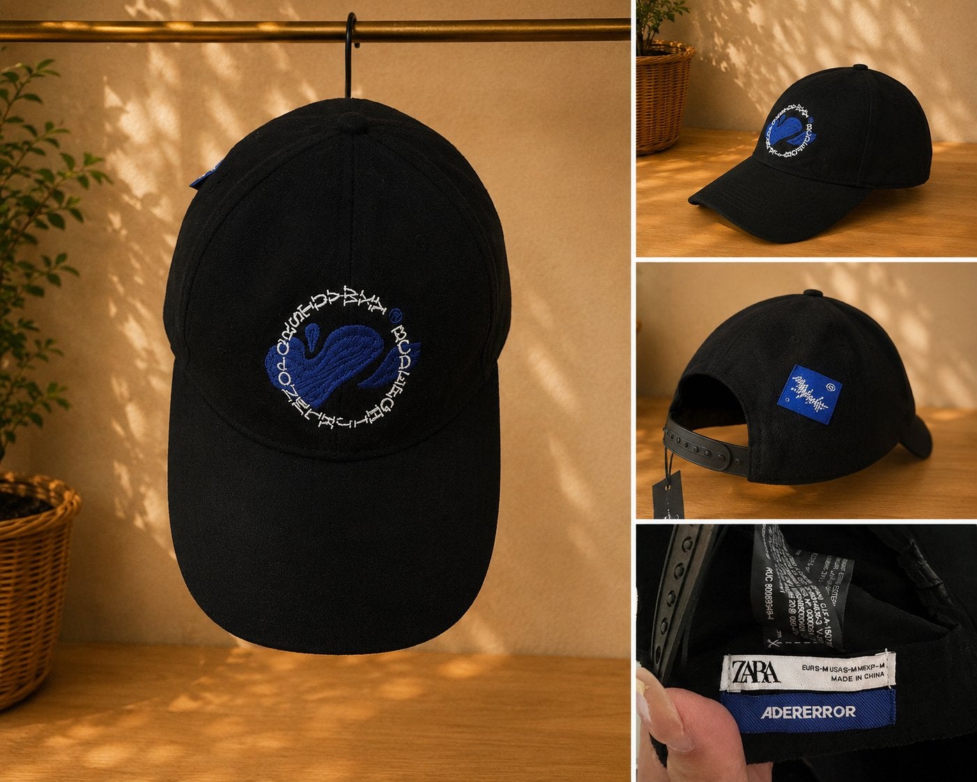 ZARA x ADERERROR zwarte pet – blauw/wit geborduurd logo, Kleding | Heren, Ophalen of Verzenden