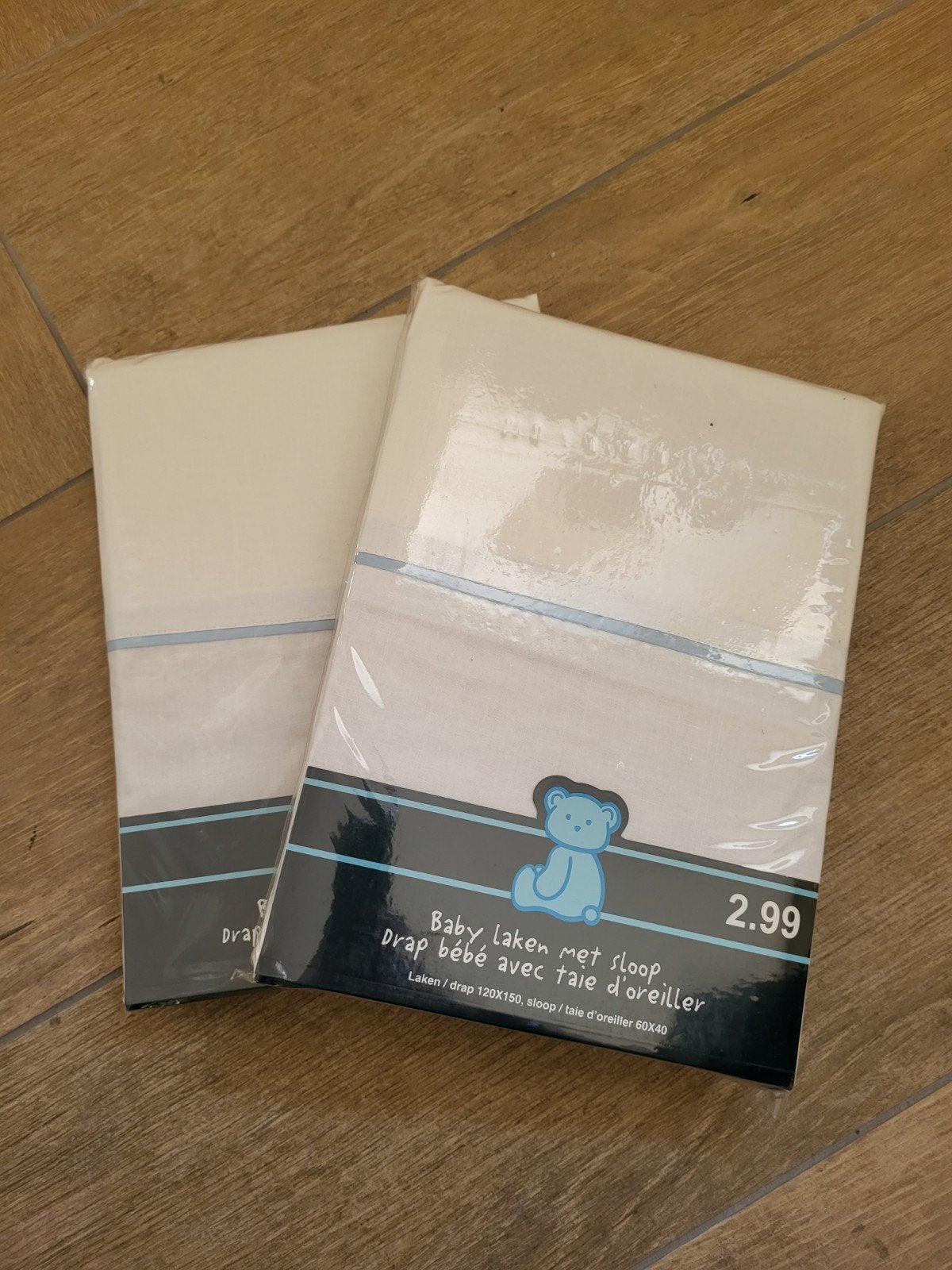2x Baby laken met sloop 100% katoen, Kinderen en Baby's, Jongetje of Meisje, Nieuw, Ophalen of Verzenden, Babybedje