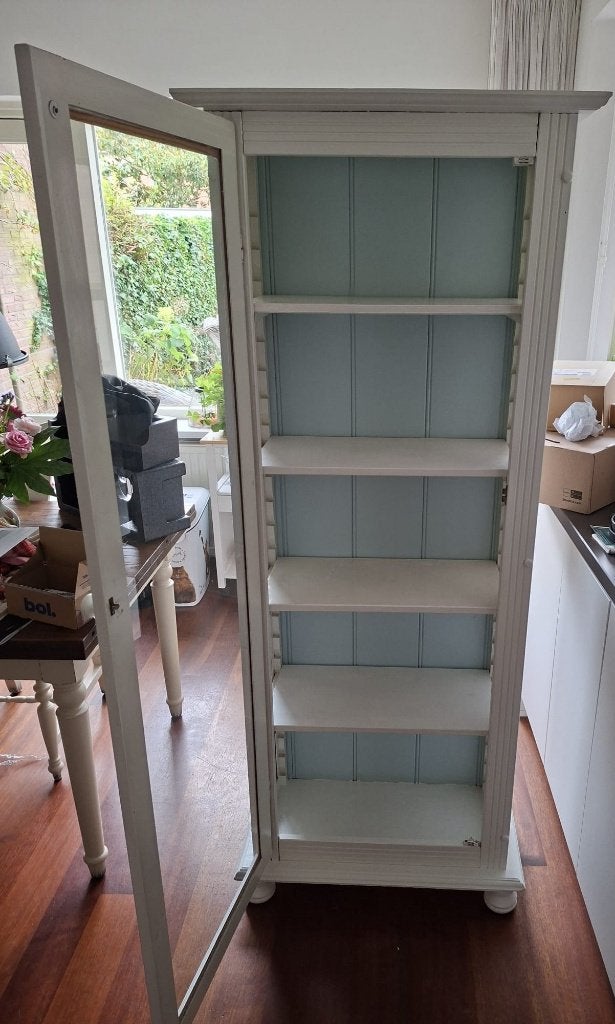 Witte vitrinekast, Ophalen, Minder dan 50 cm, Overige houtsoorten, Landelijk