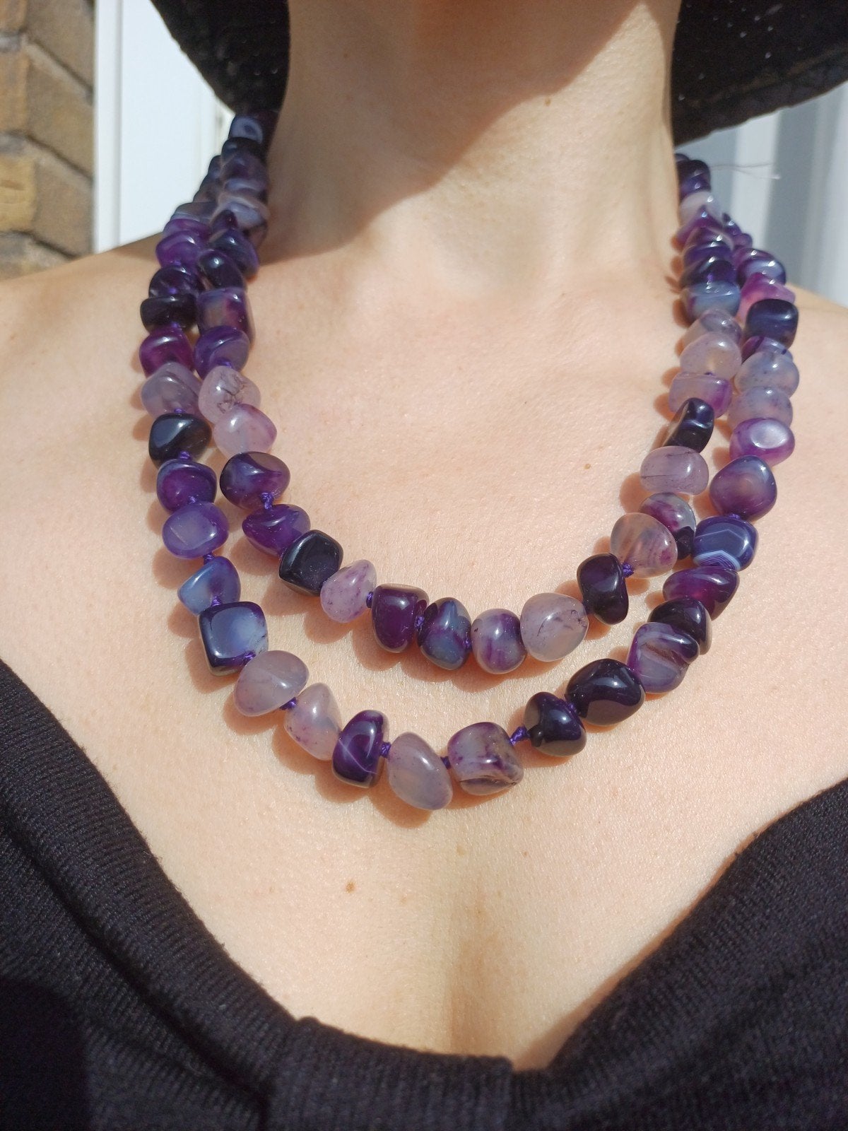 Vanoli Lange collier / ketting van paarse agaat, Sieraden, Tassen en Uiterlijk, Kettingen, Daiva1973@hotmail.com, Vanoli, Amsterdam