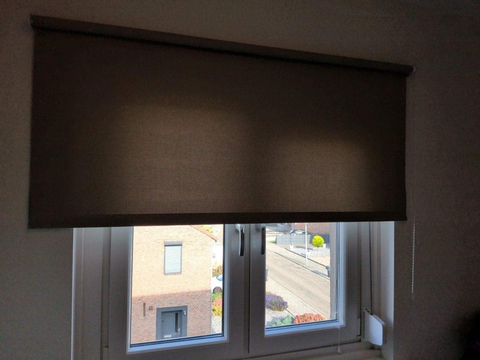 Verduisterend rolgordijn grijs/taupe 150 cm breed, Ophalen, Gebruikt, Verduisterend, Bruin